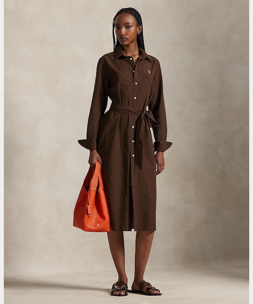 コットンリネン ベルテッド シャツドレス｜ポロ ラルフ ローレンの通販