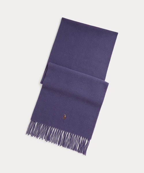 ウール混合 紫色 マフラー フリンジ付き ウール混合 紫色 マフラー フリンジ付き