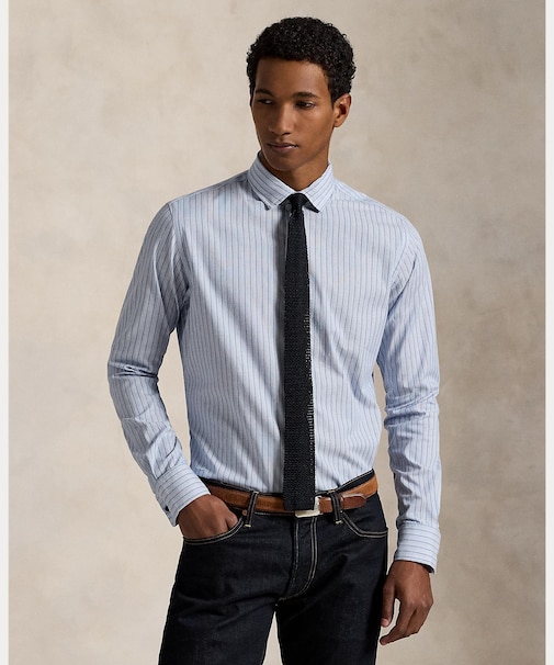 クラシック フィット ストライプド フレンチ カフス シャツ