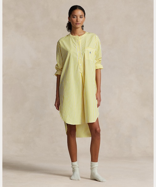 ストライプド ポプリン スリープ シャツ