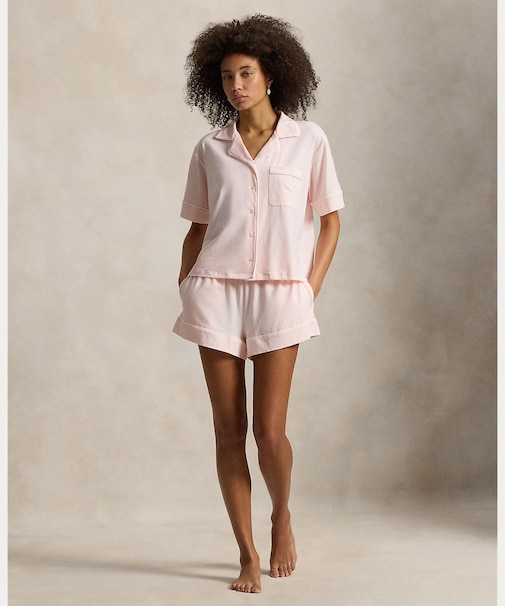 パイプド ジャージー ショートスリーブ パジャマ セット