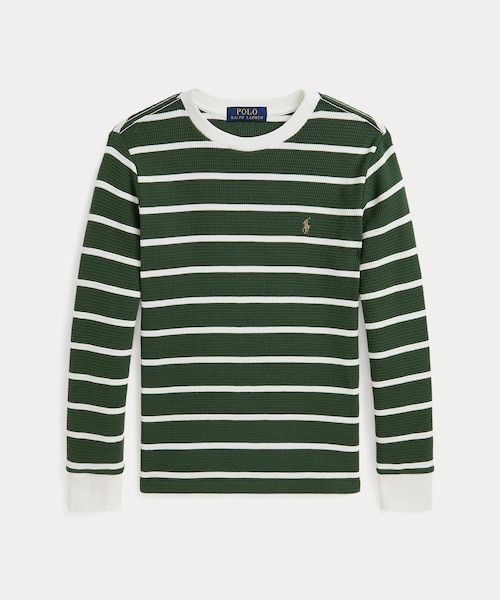 (取寄) ラルフローレン キッズ ボーイズ ストライプド ワッフル コットン ロング スリーブ ティー (インファント) Polo Ralph Lauren Kids boys Striped Waffle Cotton Long Sleeve Tee (Infant) Trophy Cream/Rl Navy ボーイズ 8才～20才)ストライプド ワッフル コットン ロングスリーブ T
