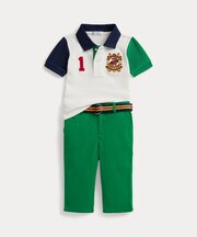 (ベビー)クレスト メッシュ ポロシャツ & ツイル パンツ セット