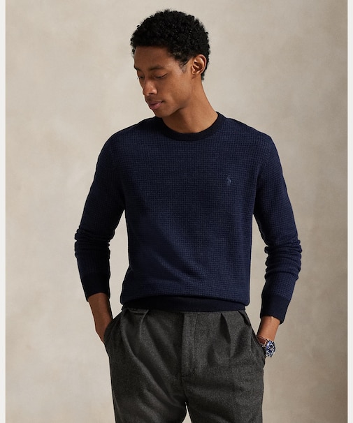 ハウンドトゥース ウォッシャブル ウール セーター