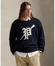 ビッグ フィット ロゴインターシャ コットン セーター