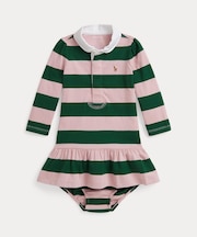 (ベビー)ストライプド コットン ラグビー ドレス & ブルマー