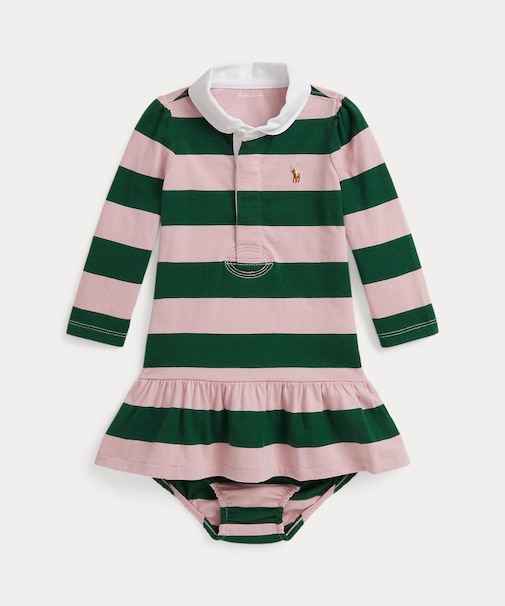 (ベビー)ストライプド コットン ラグビー ドレス & ブルマー