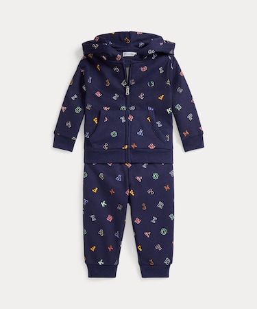 (ベビー)アルファベット フリース フーディ & パンツ セット
