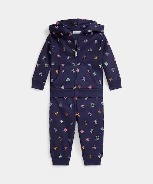 (ベビー)アルファベット フリース フーディ & パンツ セット
