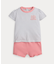 (ベビー)ストライプド コットン Tシャツ & メッシュ ショートパンツ セット