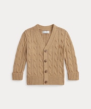 (ベビー)ケーブルニット コットン Vネック カーディガン