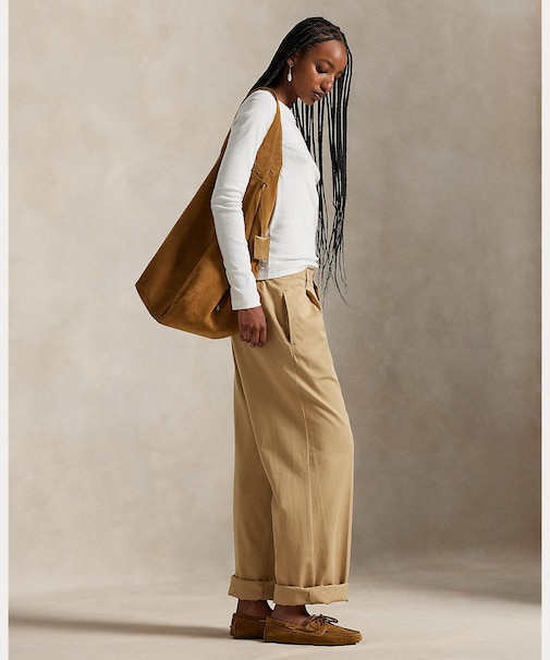 プリーテッド コットンブレンド リラックス パンツ