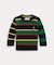 (ベビー)ストライプド ケーブルニット コットン セーター