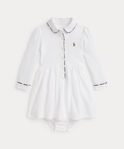 (ベビー)チェックトリム ニット オックスフォード ドレス & ブルマー