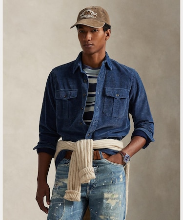 クラシック フィット インディゴ コーデュロイ ワークシャツ