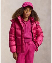 (ガールズ 7才～16才)メタリック ダウン フーデッド ジャケット