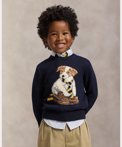 ボーイズ 2才～7才)ドッグインターシャ コットン セーター｜ポロ