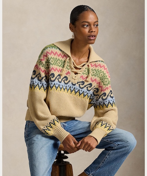 フェア アイル レースアップ セーター