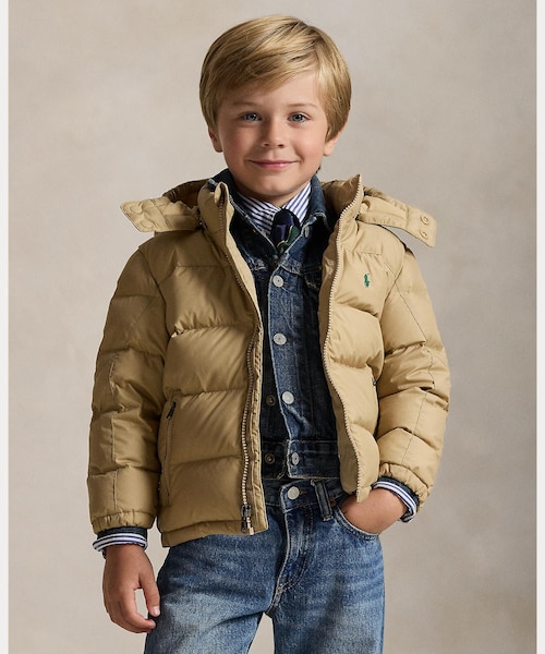 ボーイズ 2才～7才)リップストップ ダウン フーデッド ジャケット