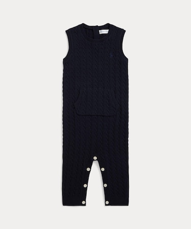 (ベビー)ケーブルニット コットン オーバーオール