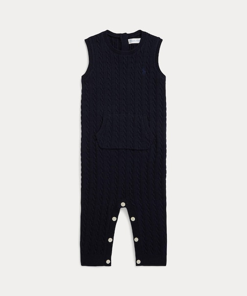 (ベビー)ケーブルニット コットン オーバーオール