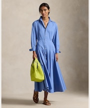 ストライプド コットン シャツドレス