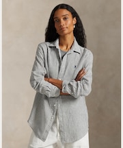 クラシック フィット ストライプド リネン シャツ