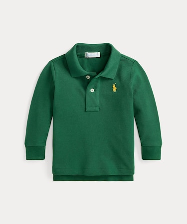 (ベビー)コットン メッシュ ロングスリーブ ポロ