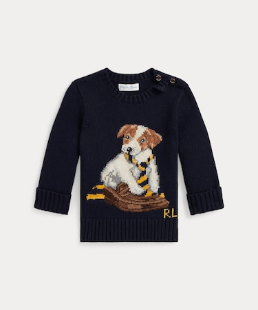 (ベビー)ドッグインターシャ コットン セーター