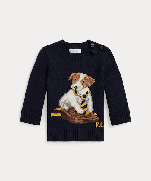 (ベビー)ドッグインターシャ コットン セーター