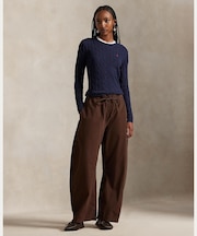 コットン カーブド テーパード ドローストリング パンツ