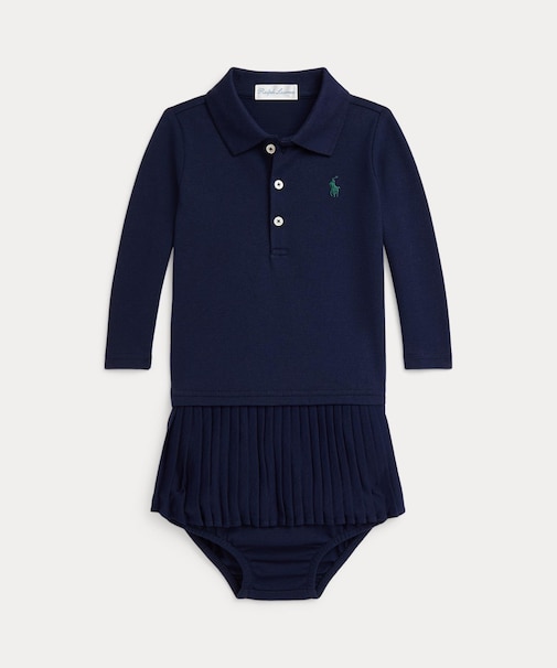 (ベビー)プリーテッド メッシュ ポロ ドレス & ブルマー