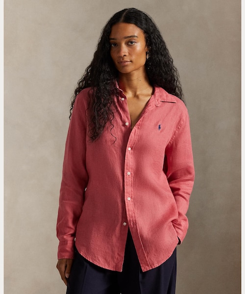 ワイド クロップド ギンガム リネン シャツ｜ポロ ラルフ ローレンの