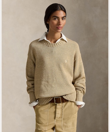 ロゴ コットン クルーネック セーター