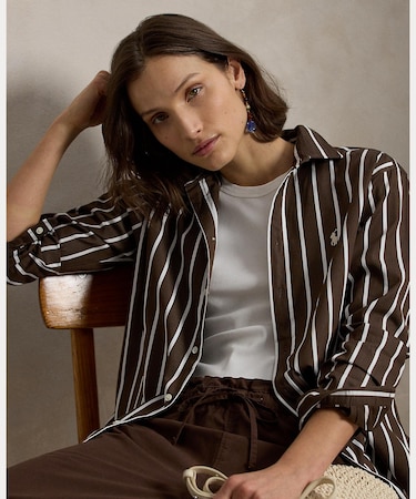 ストライプド コットン シャツ