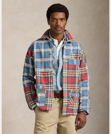 パッチワーク チェック フランネル オーバーシャツ