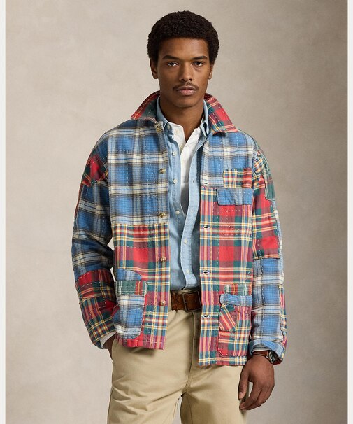 パッチワーク チェック フランネル オーバーシャツ