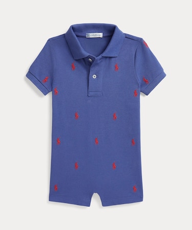 (ベビー)Polo ポニー コットン メッシュ ポロ ショートオール