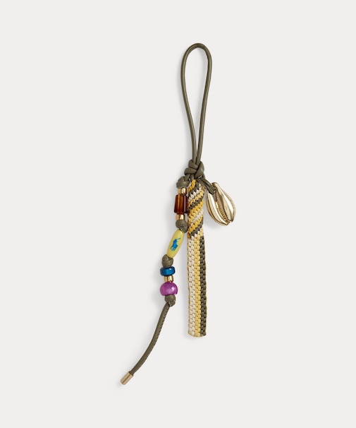 ビーデッド レザー バッグ チャーム