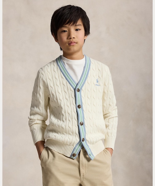 (ボーイズ 8才～20才)コットン クリケット カーディガン