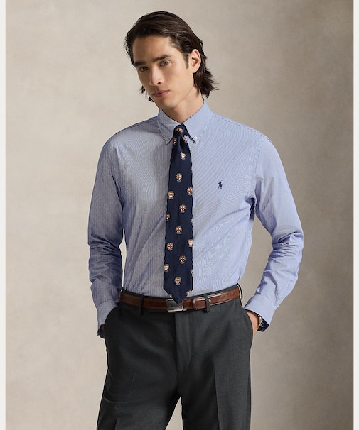 クラシック フィット ストライプド ストレッチ ポプリン シャツ