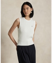 ケーブルニット コットン セーター ベスト