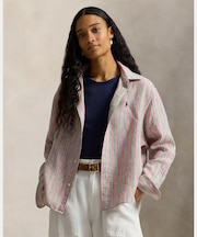 ワイド クロップド ギンガム リネン シャツ