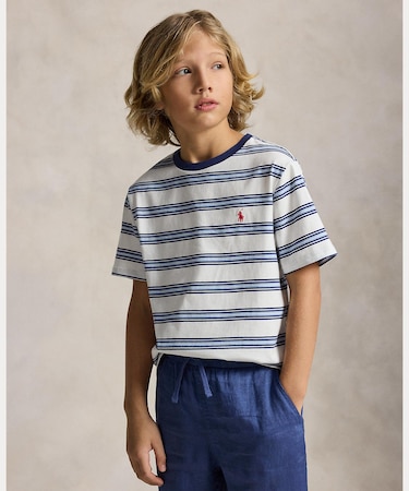 (ボーイズ 8才~20才)ストライプド コットン ジャージー Tシャツ