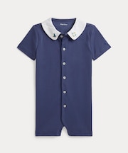 (ベビー)エンブロイダリー コットン インターロック ショートオール