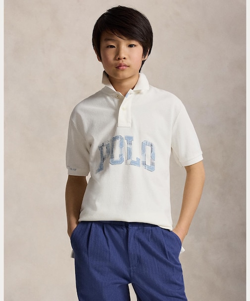 (ボーイズ 8才～20才)ロゴ コットン メッシュ ポロシャツ