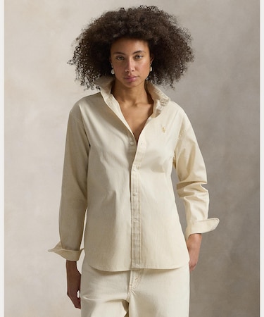 リラックス フィット ストライプド コットン シャツ