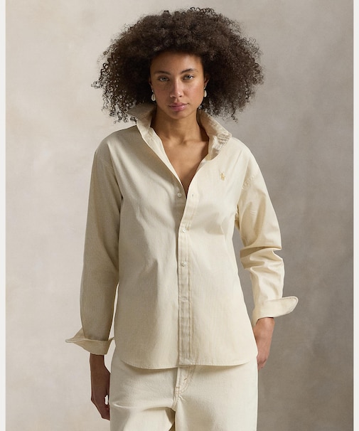 リラックス フィット ストライプド コットン シャツ