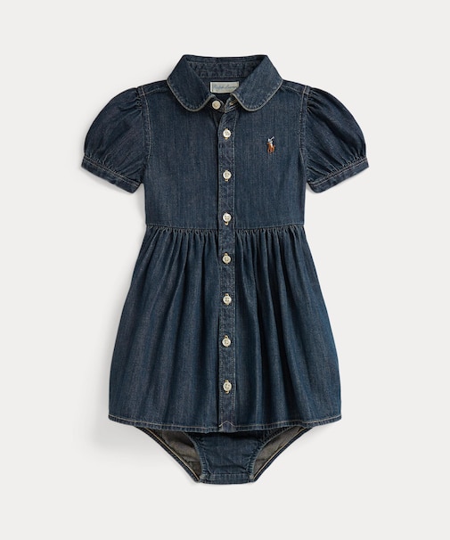 (ベビー)コットン デニム シャツドレス & ブルマー