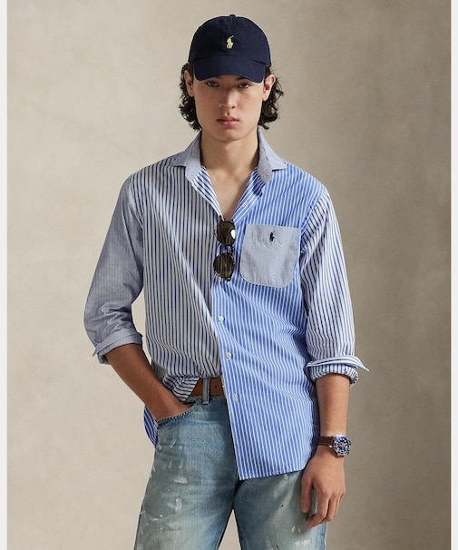 クラシック フィット ストライプド ブロードクロス ファン シャツ